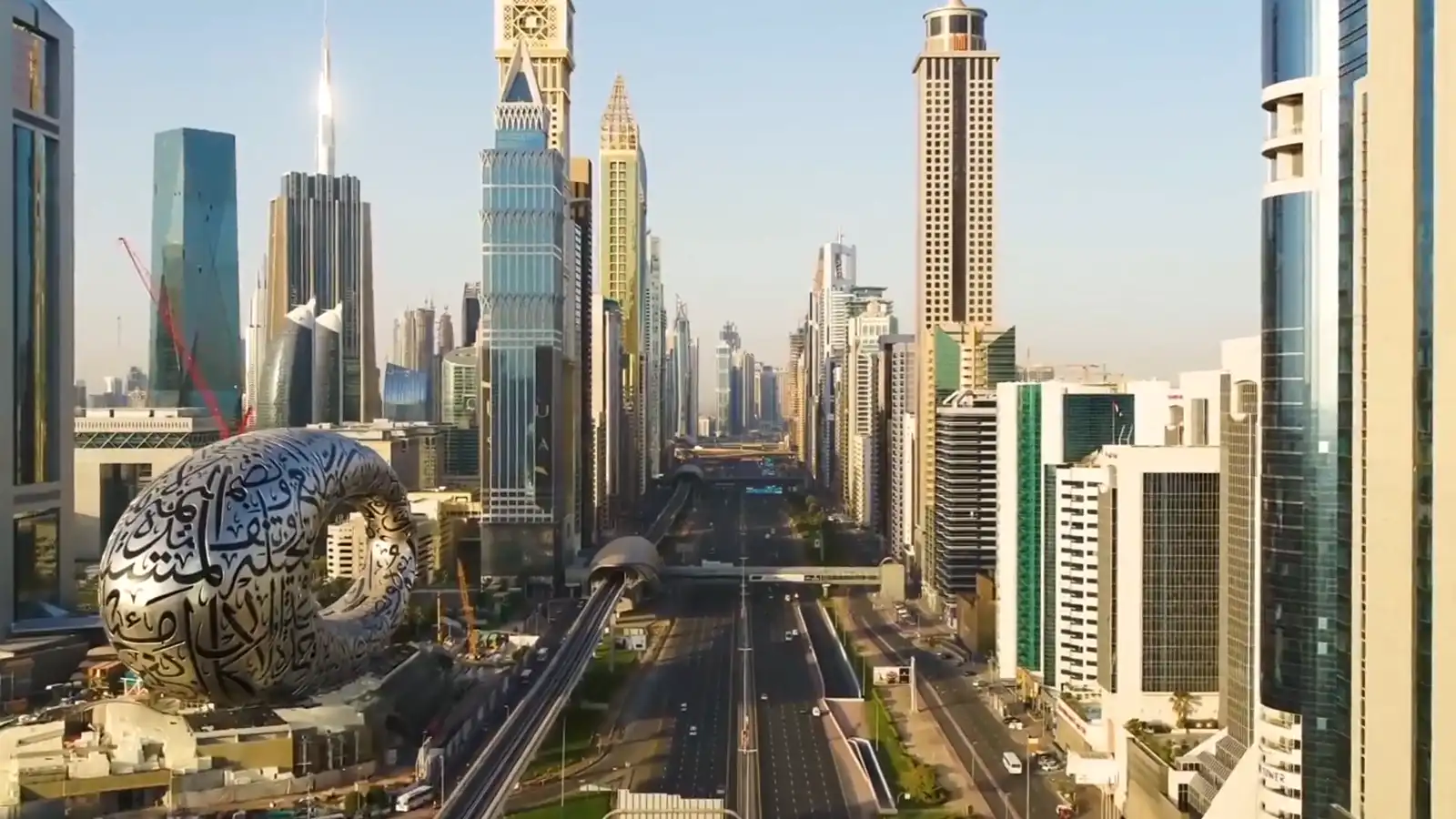Sheikh Zayed Road and Museum of the Future in Dubai