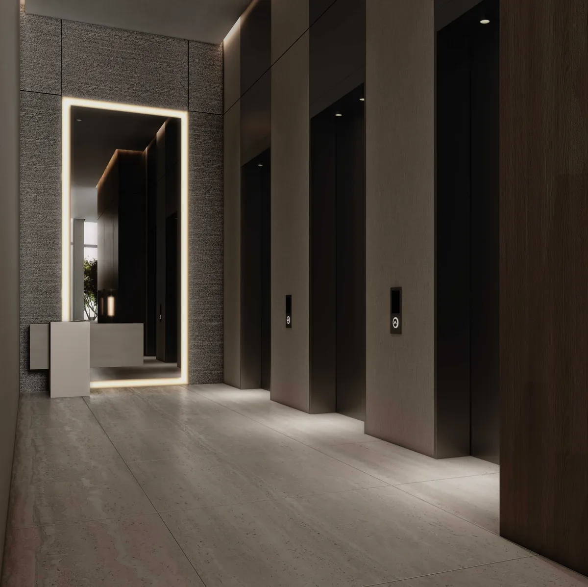 Elevator lobby rendering in SVN Urban Living