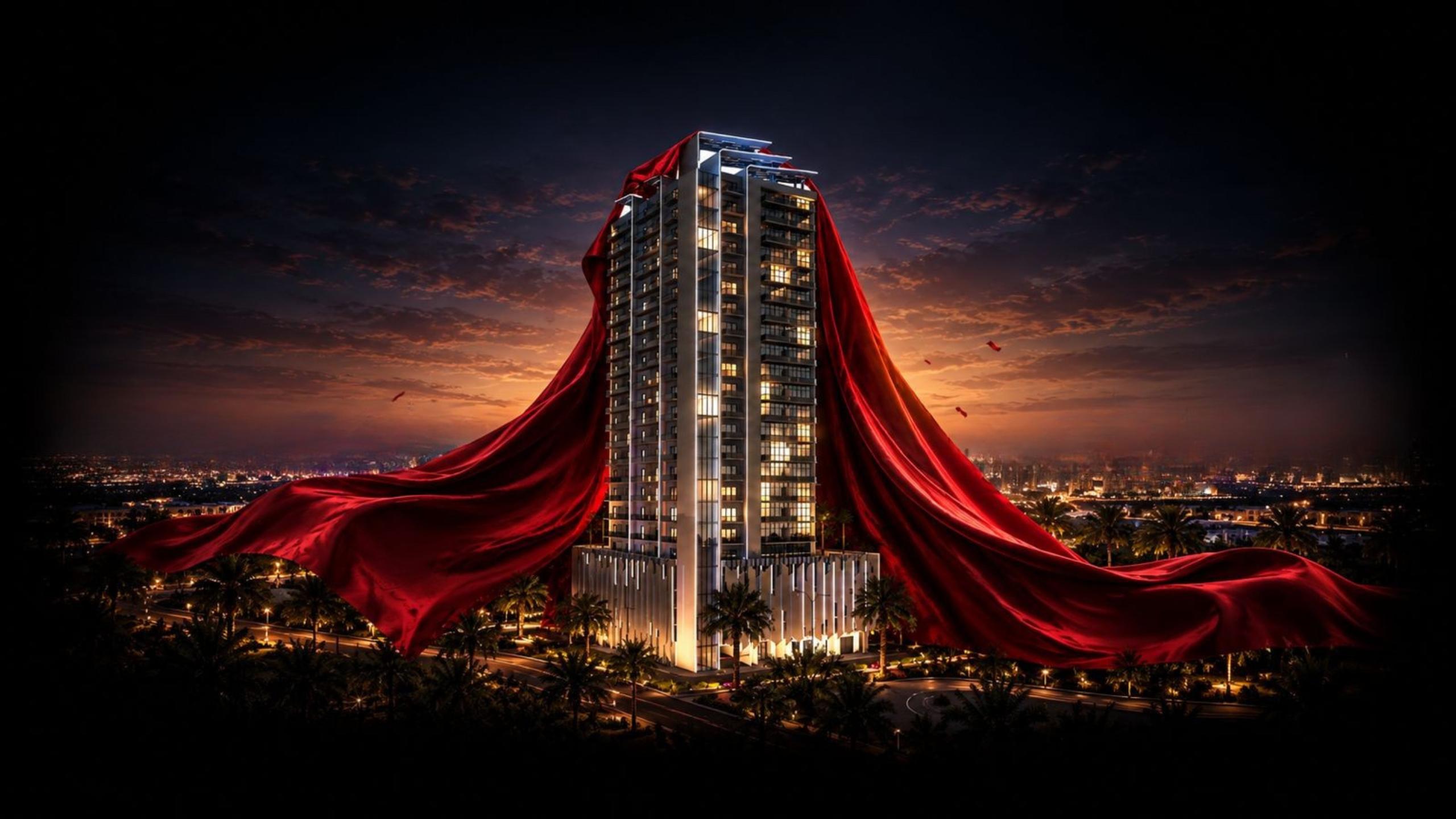 SVN Urban Living at night with a red unveiling drape